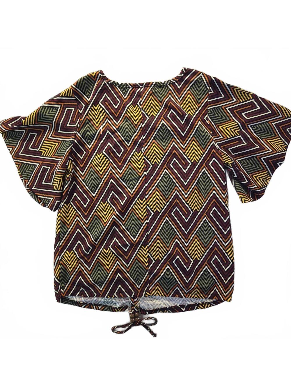 Goddess Geometric Patterned Drawstring Top, Size M - Picture 6 of 7